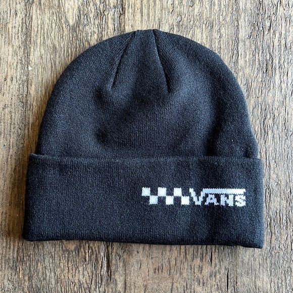 Vans Accessories - Vans “Cuff” beanie. All black w/white checkered accent on the front. NWT